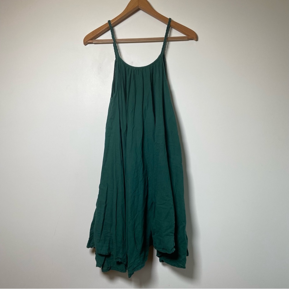 Women’s Emerald Green Cotton Gauze Mini Slip Dress
